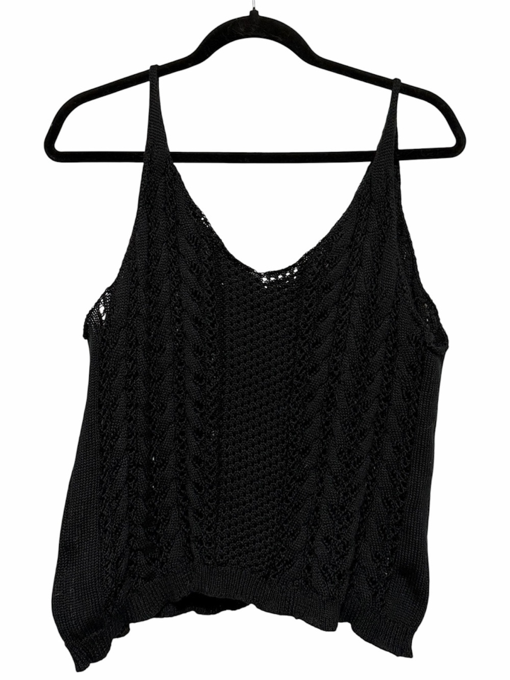 SHEIN Black Knit V-Neck Cable Tank 3XL